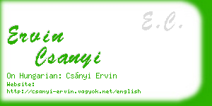 ervin csanyi business card